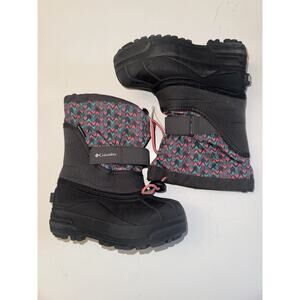 Columbia Kids Snow Boots Size 10 Waterproof Black Pink NWOT